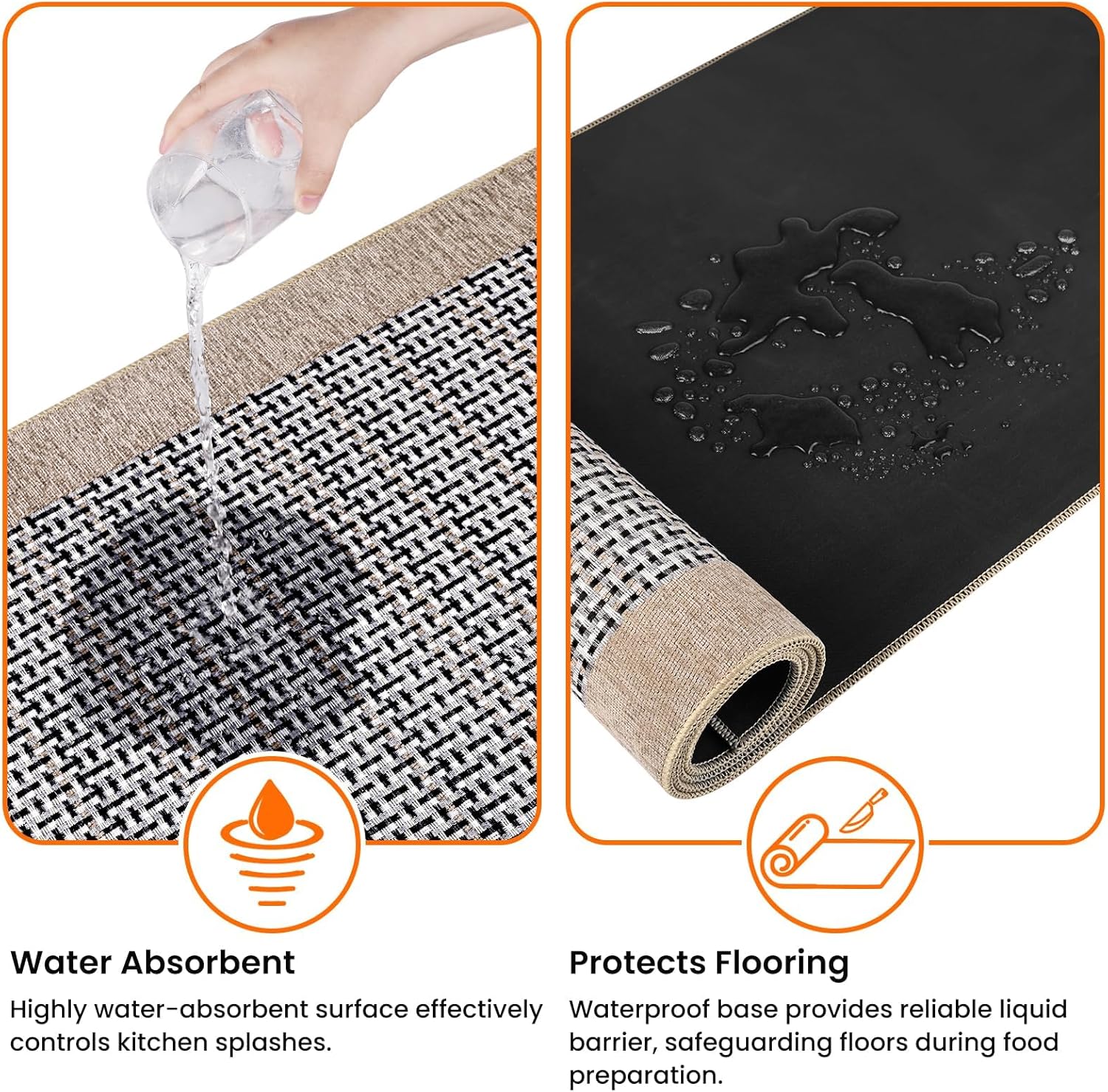 StepRite Kitchen Rugs, Kitchen Mats for Floor, 47"x20" Non-Slip Machine-Washable Kitchen Throw Rug, Absorbent Kitchen Runner Rugs Office, Kitchen Sink Standing Desk Mat, Kitchen Decor Carpet, Khaki