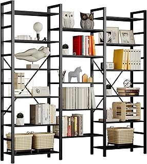 IRONCK Bookshelves 6 Tiers Triple Wide Industrial Bookshelf, Large Etage...