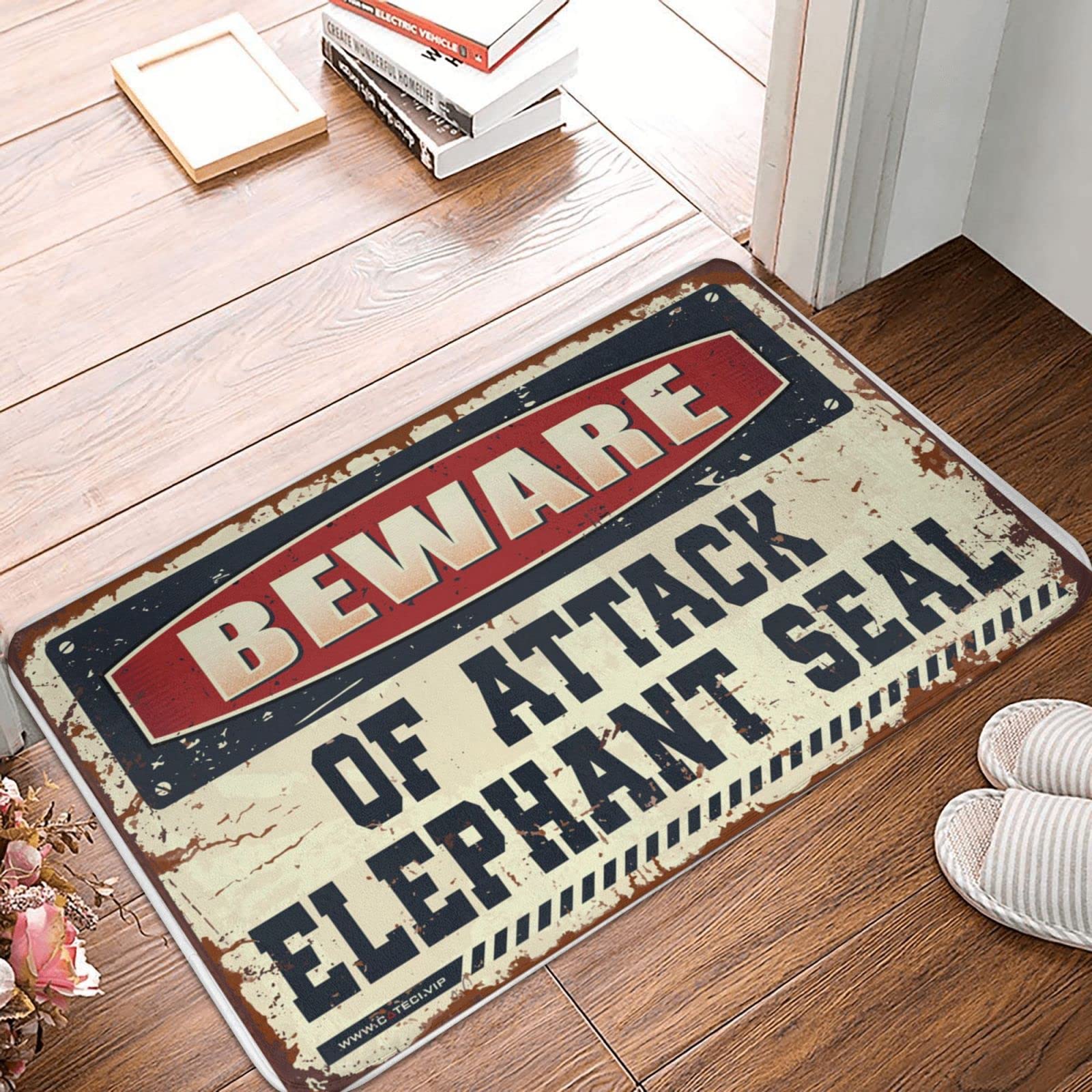 Tapis de cuisine et de ferme éléphant phoque tapis de bienvenue 65 x 90 cm