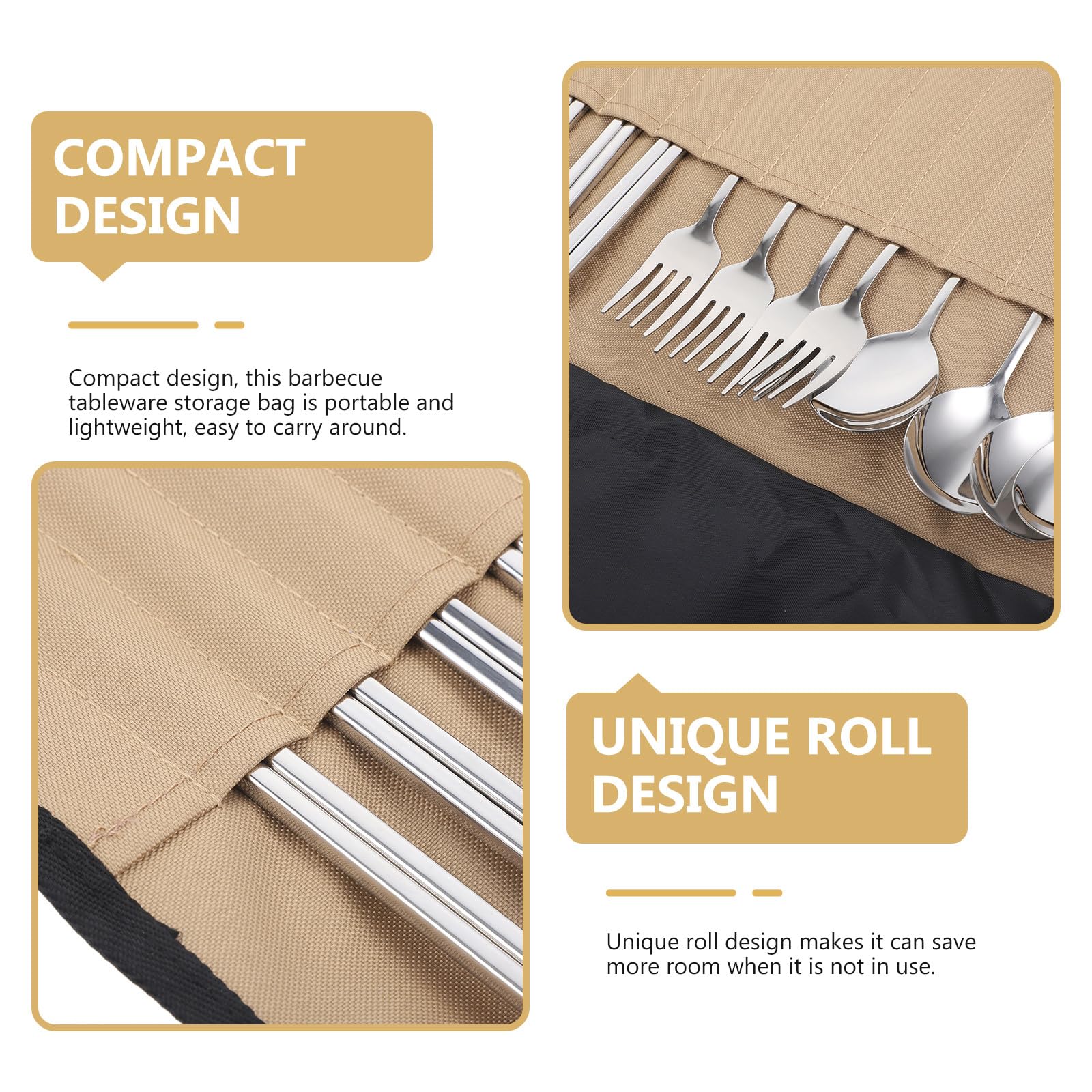 INOOMP Set Posate da Campeggio Portatile in Nylon Custodia Pieghevole, Utensili da Viaggio Multifunzionali per Picnic, Escursioni e Barbecue All'aperto, Stoviglie Leggere e Facili