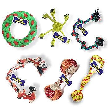 Tikora International Pet Rope Chew Toy | Tetthing Playing Toy for Dog | Combo of 6 | (Color May Vary)