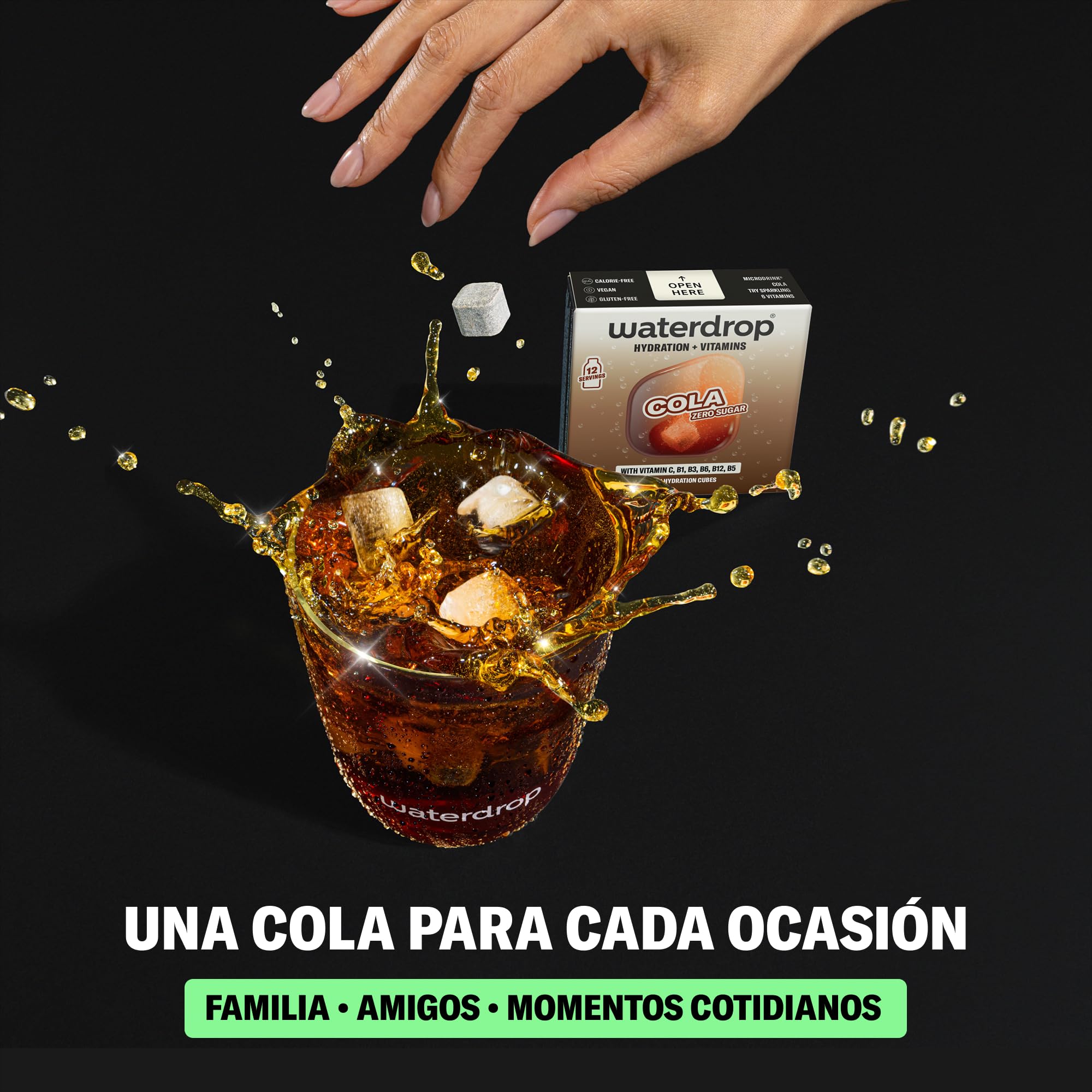 waterdrop® Microdrink Cola NUEVA RECETA – 36 saborizantes para agua sin azúcar, auténtico sabor a cola, cero calorías, con vitaminas, alternativa saludable a refrescos, ideal para agua con gas