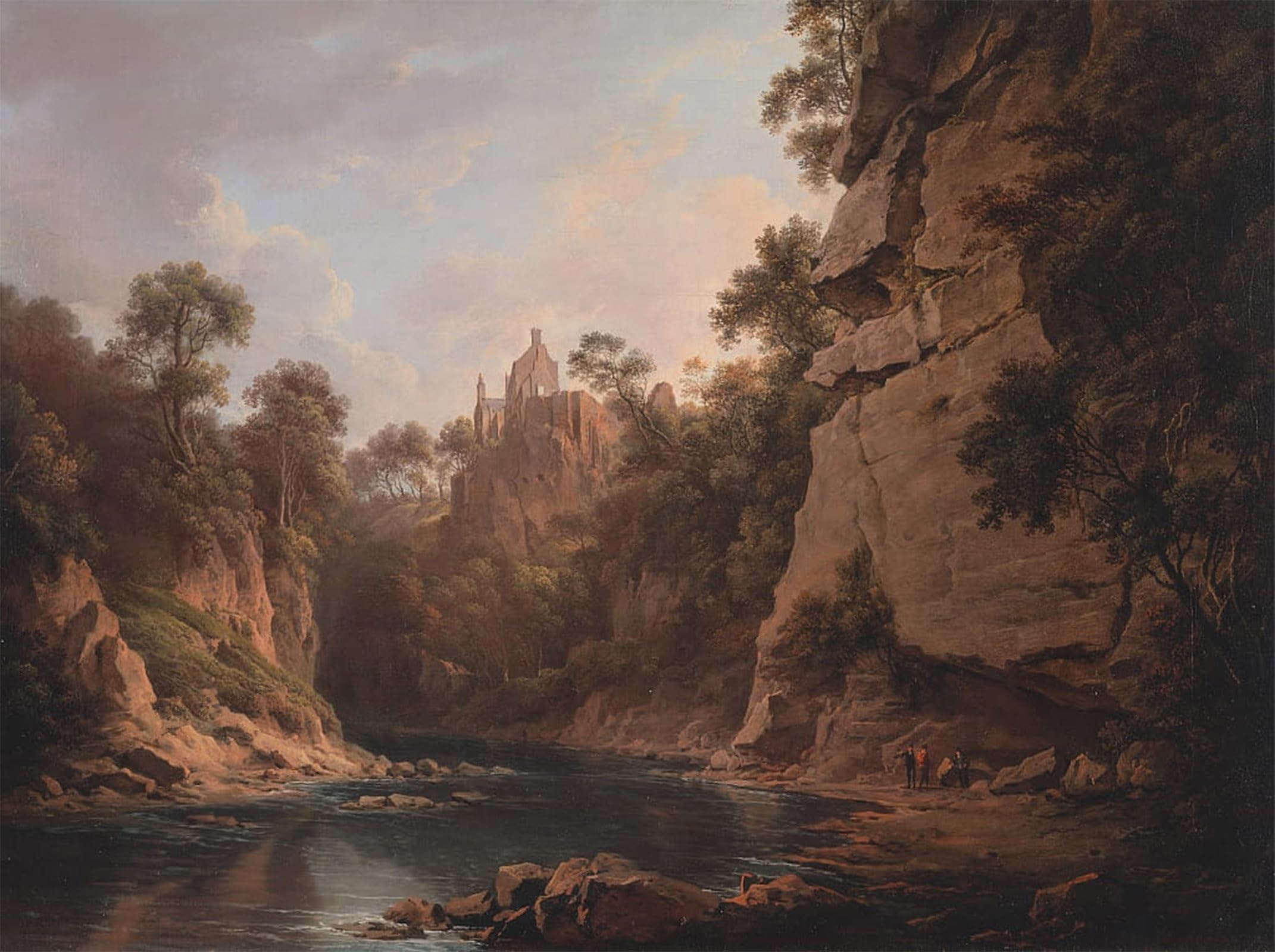 POSTERIIk Vintage Classic Picture Landscape Artwork Hawthornden Castle Near Edinburgh Between by Alexander Nasmyth Portrait Canvas Painting for Office Home Decor 60x90cm