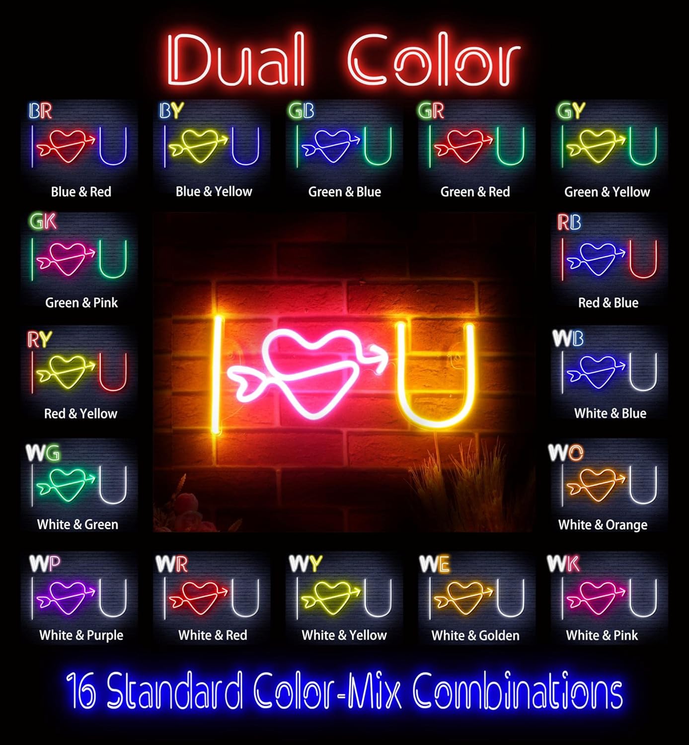 ADVPRO I Love You Flex Silicone LED Neon Sign - White & Orange - st16s32-fnu0227-wo