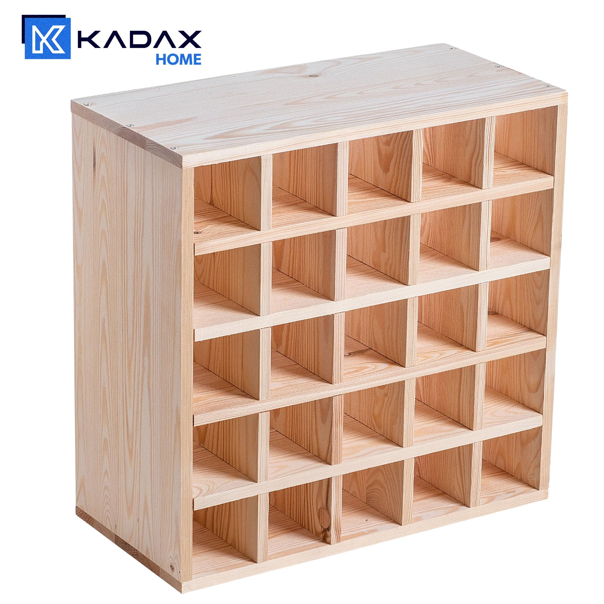 KADAX Weinregal aus Holz, 52 x 25.5 x 52 cm, Großes Flaschenregal für viele Weinflaschen, rustikaler Weinständer, platzsparendes Regal für Flaschen, Stabiler Weinschrank, Made in EU