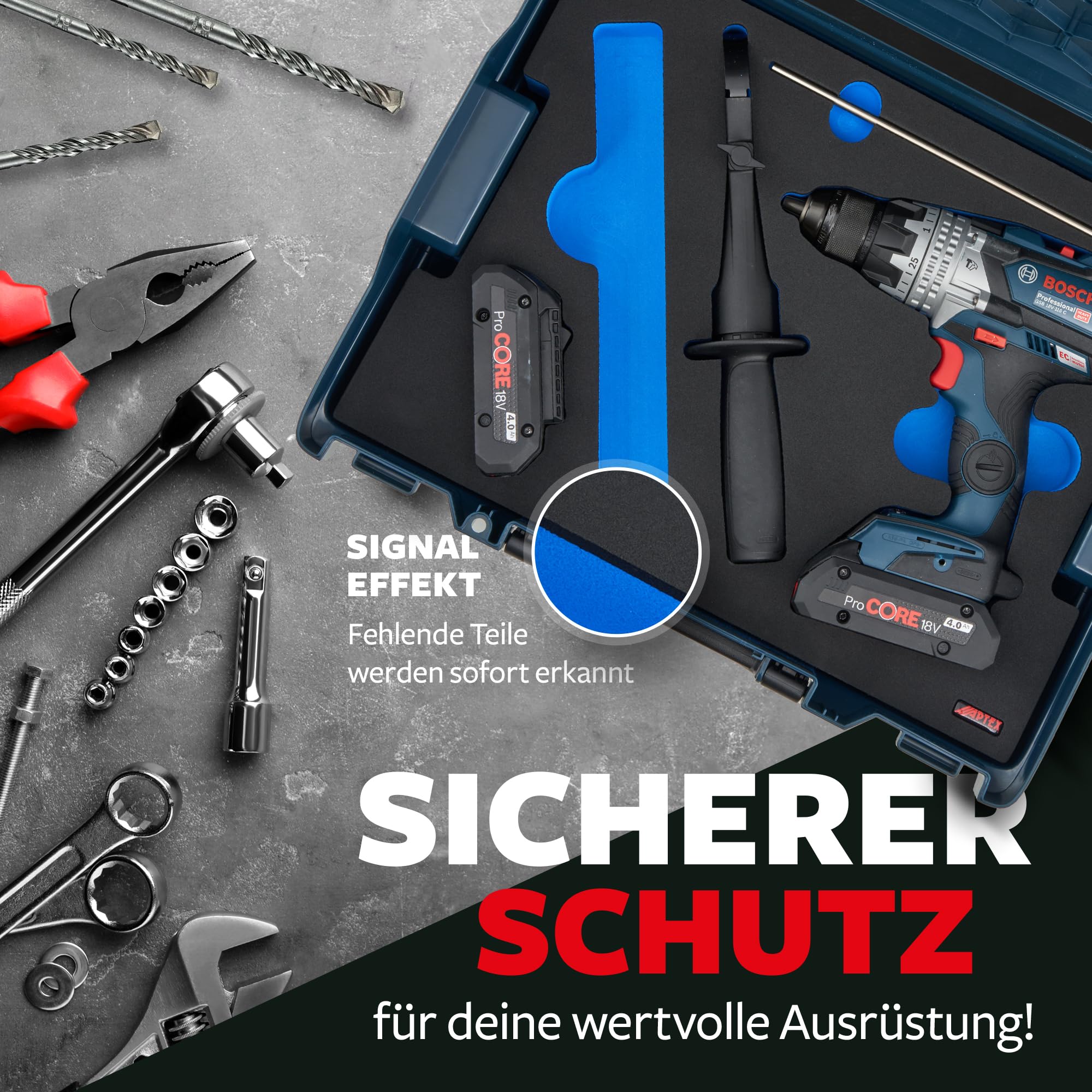 APTEX Schaumeinlage für Bosch GSB 18V-110C L-Boxx 136