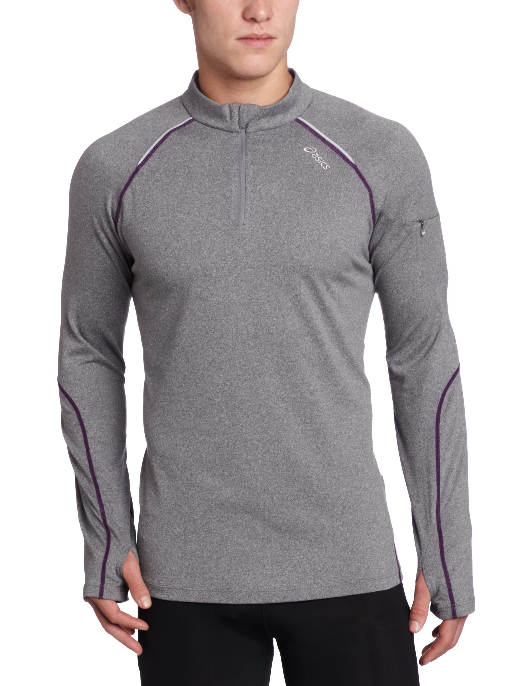 ASICS Men's Thermopolis LT 1/2 Zip Pullover, Heather Iron/Grape, Medium