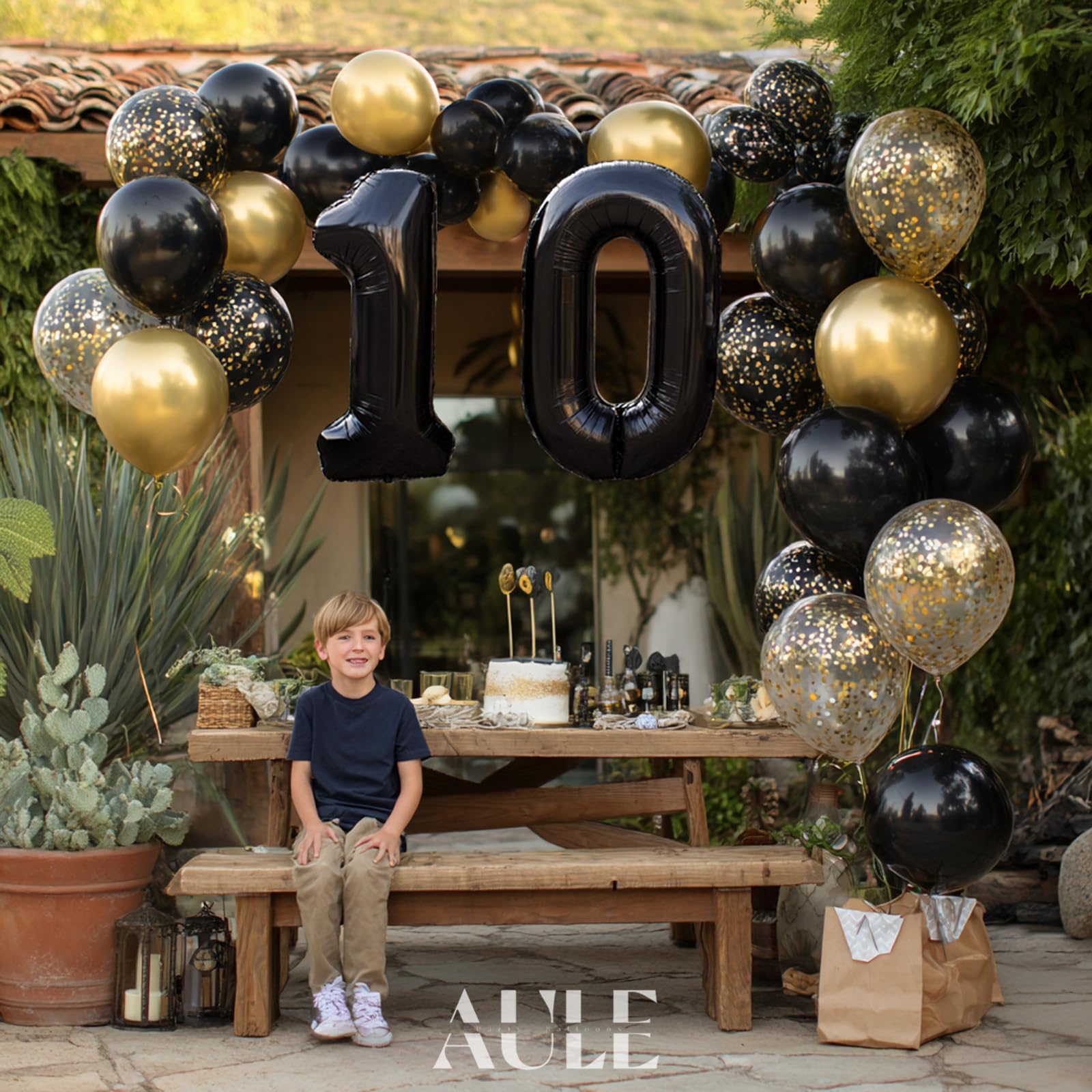 AULE 40 Inch Big Black 0 Balloon Number Large Foil Helium Number Balloons 0-9 Jumbo Giant Happy 0th Birthday Party Decorations for Boy or Girl Huge Mylar Anniversary Party Supplies — view 5