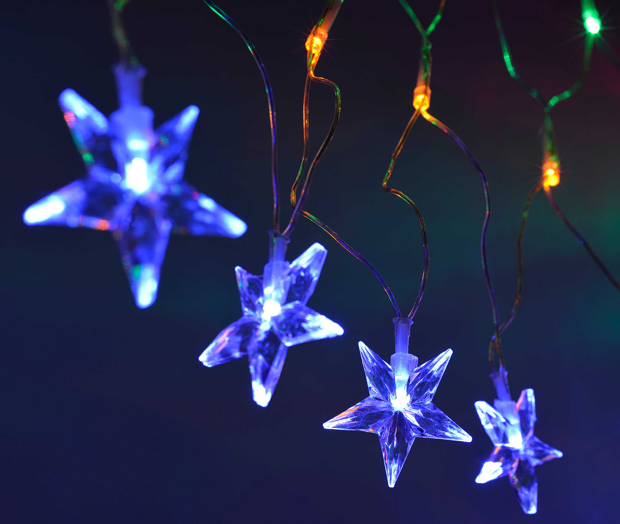 WeRChristmas LED Star Curtain Net Christmas Light String with Chasing/Static Settings, 8 m x 40 cm - Multi- Colour - Image 4