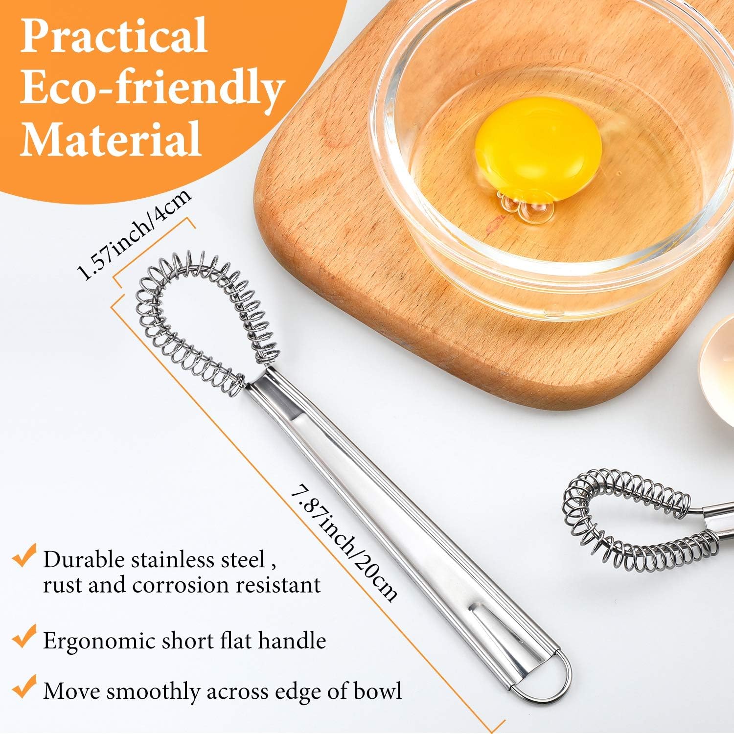 4 Pieces Egg Beater Stainless Steel Mini Spring Coil Whisk Silicone Whisk Hand Held Sauce Stirrer Blender Milk Frother Foamer Coffee Mixer - Image 2