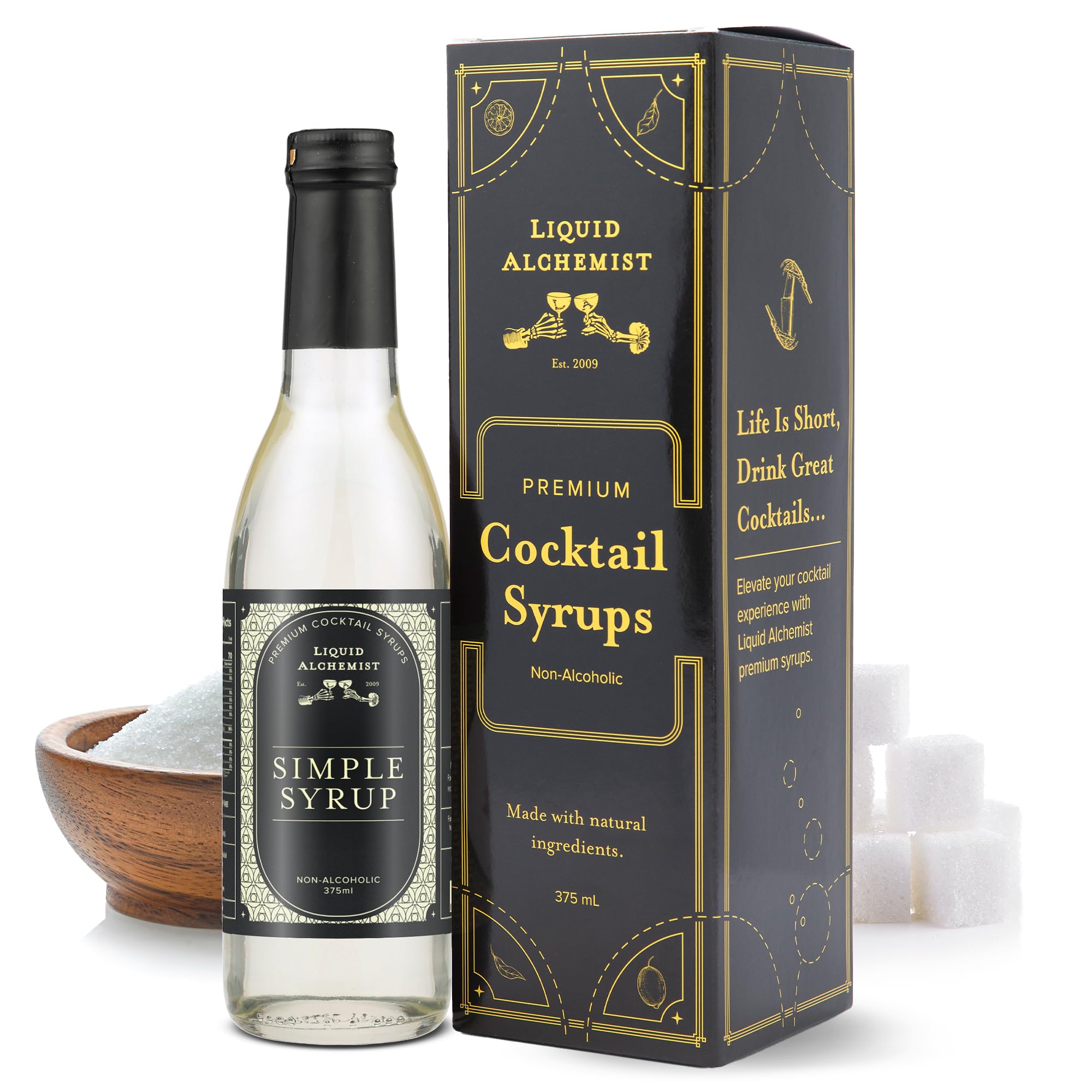 Liquid Alchemist Simple Syrup for Cocktails - Real Ingredients Make our Simple Sugar Syrup the Perfect Old Fashioned Mix - Our Drink Mix is Non-GMO Gluten Free & Vegan (12.7 oz)