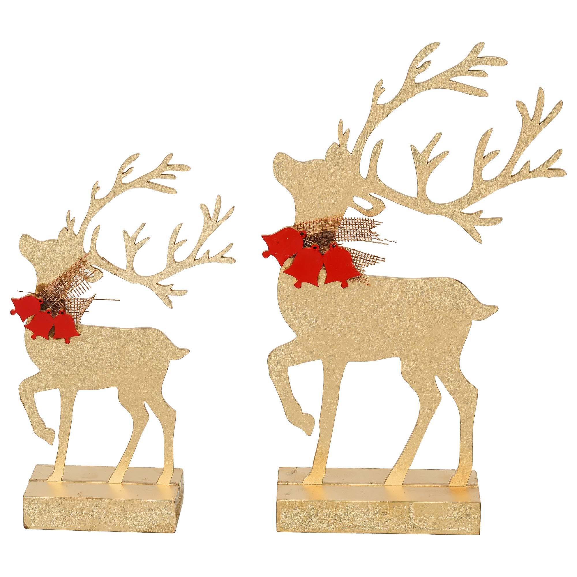 Golden Wooden Reindeer Showpieces - Christmas Decor -8