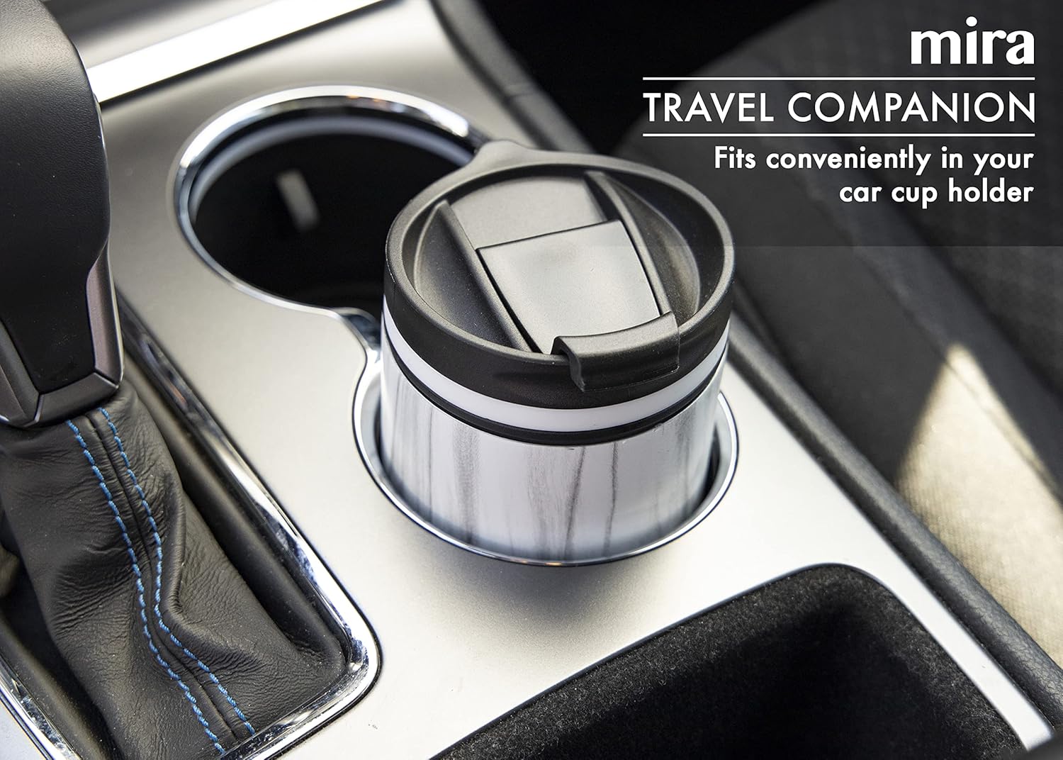 MIRA 12 oz Travel Coffee Mug - Insulated Stainless Steel Tumbler with Screw Lid - French Granite - Image 3