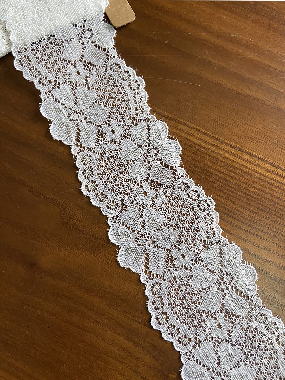 2.5 Inches Wide White Stretch Lace Ribbon Trim Lace Fabric with Floral Pattern for Bridal Wedding Decorations, Sewing DIY Making and DIY Crafts-5 Yards (White)