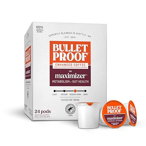 Bulletproof The Maximizer Cápsulas de café de una sola porción, 24 unidades, café limpio con metabolismo y apoyo para la salud intestinal
