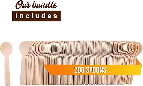 Miniatura 10 de Cuchara de madera pequeña desechable de 3.9 pulgadas (paquete de 300) Mini cucharas de madera, cucharas de muestra biodegradables