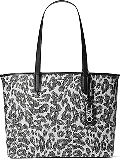Michael Kors Eliza Extra-Large Tote Bag, Silver-Tone Hardware/Black/Leopard