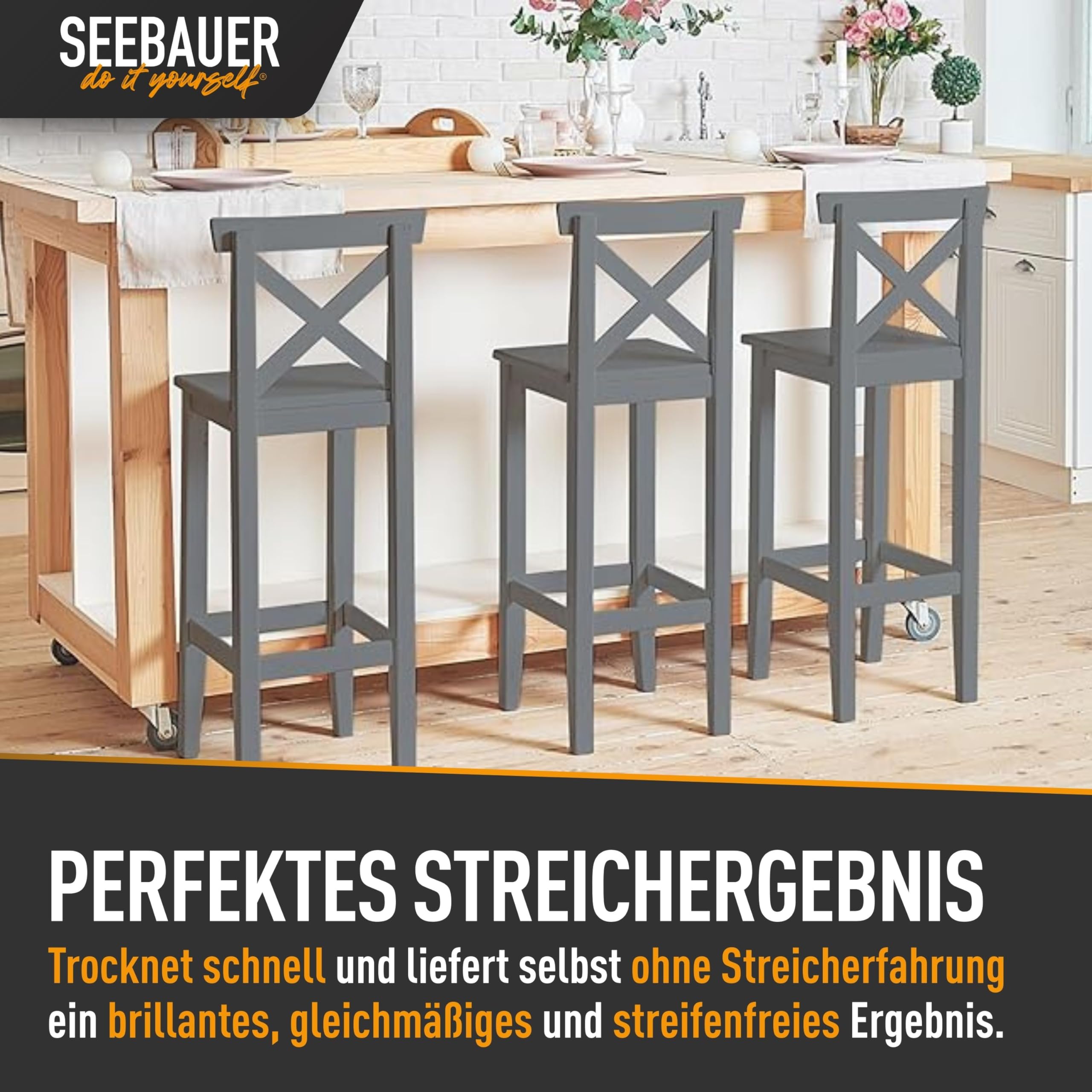 Kreidefarbe für Möbel Grau 750ml Graphite Grey Möbelfarbe ohne Schleifen Holzfarbe extra matt hohe Deckkraft