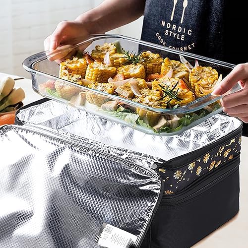 Miniatura 4 de MIER - Bolsa aislada doble para cacerolas con capacidad para lasaña, perfecta para fiestas de comida, picnic, playa, se adapta a platos para hornear