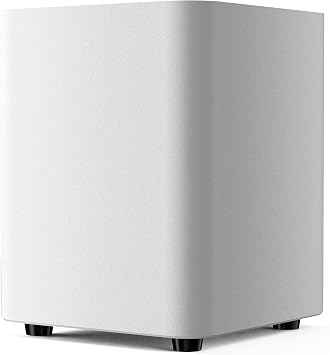 Ortizan Compact 60W Active Subwoofer, 5.24" Long-Throw Woofer with Deep Bass Extension, Class D Amplifier & Vibration Pads for Desktop Gaming and Studio Audio, White