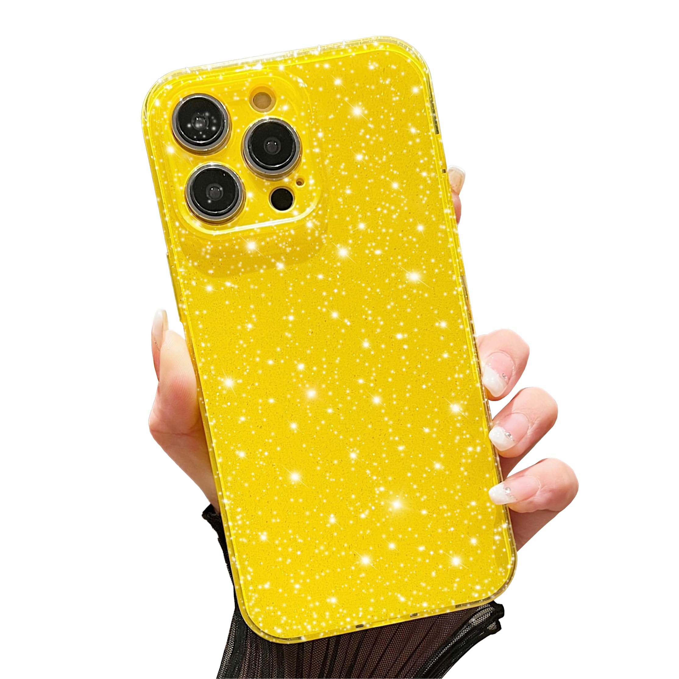 FABSPARK Case for iPhone 16 Pro,Super Cute Vibrant Neon Glitter Shiny Bling Sparkly Glossy Girly Case,Shockproof Slim Camera Protection for iPhone 16