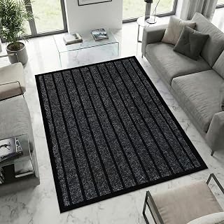 Rubber Rug - Dirt Trapper Indoor and Outdoor High Traffic Areas, Garages, Storefronts, and Everyday Home Use Carpet (Black, 120 x 150 cm)