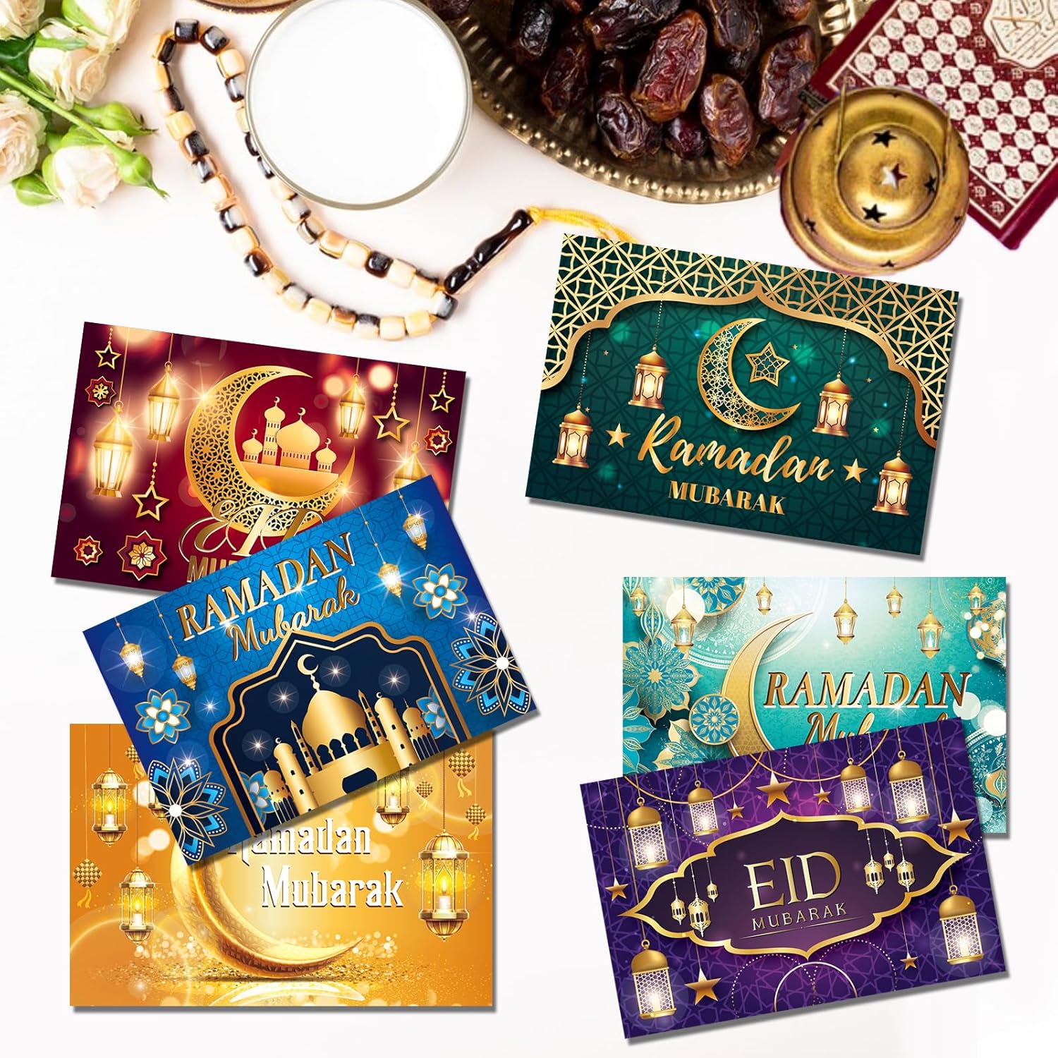 24 PCS Eid Mubarak Cards with Envelopes and Stickers, Ramadan Mubarak Greeting Cards, Eid al-Fitr Cards - Image 6