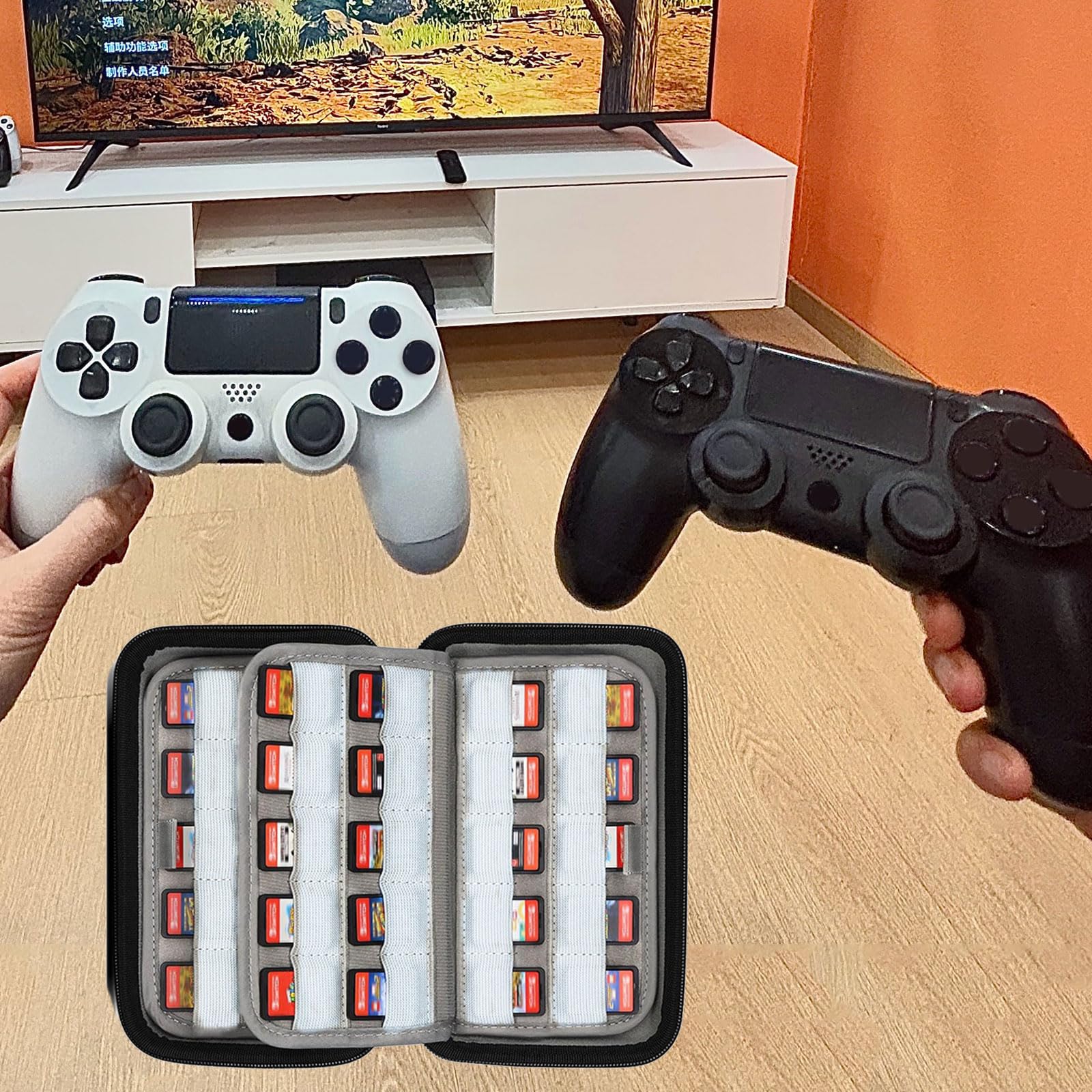 ZHIZHOUNEY Shock Absorbent Game Card Case Memory Card Hard Shell Holder Multiple Compartment Storage Bag For Gaming Gear