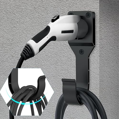Miniatura 4 de Soporte para cargador EV J1772, 1 funda para cargador de vehículo eléctrico de montaje en pared con gancho para conector J1772, 3 tornillos, 3