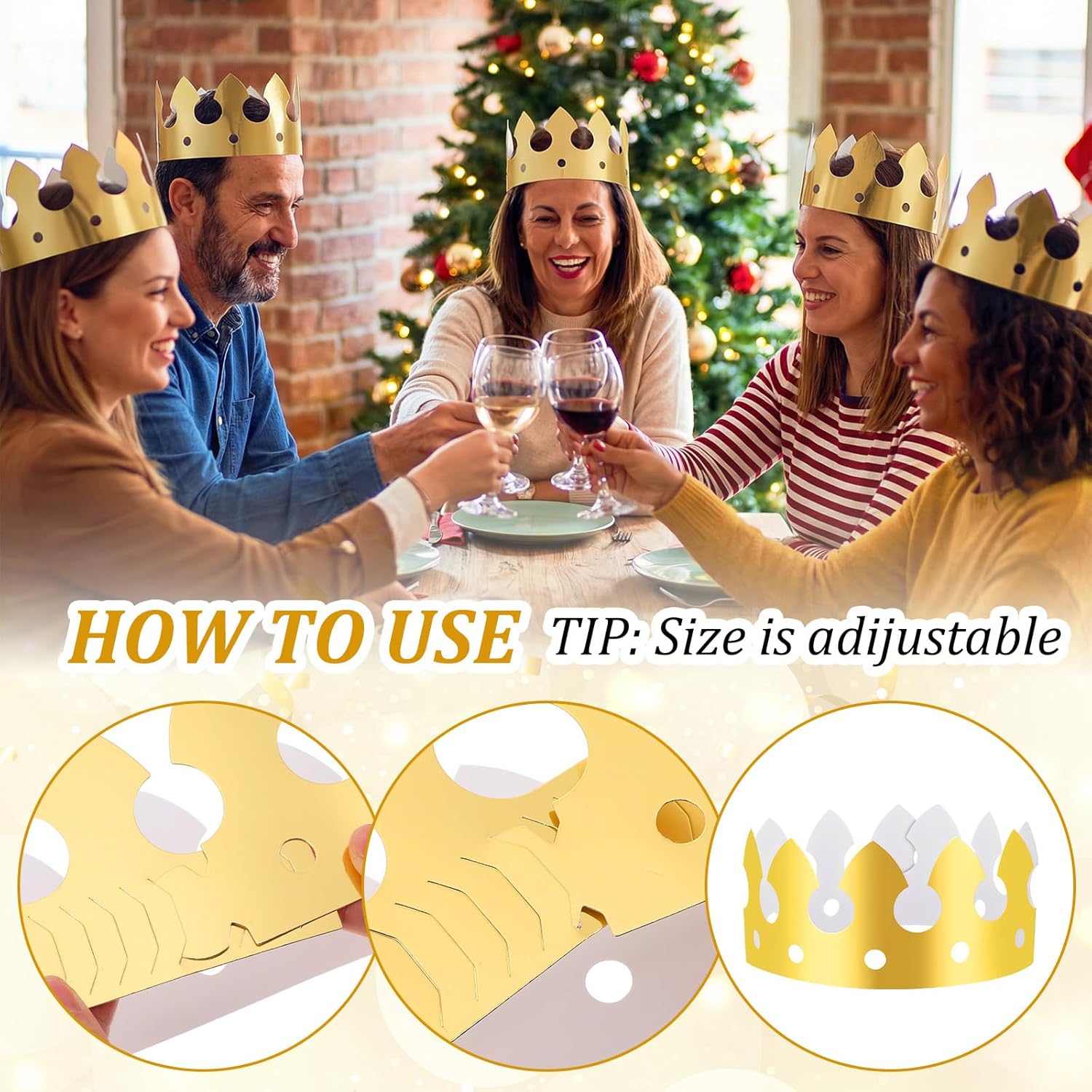 100 Pcs Gold Paper Crowns Party King Paper Crown Hat Bulk for Adults Birthday Party Celebration Favors Photo Props