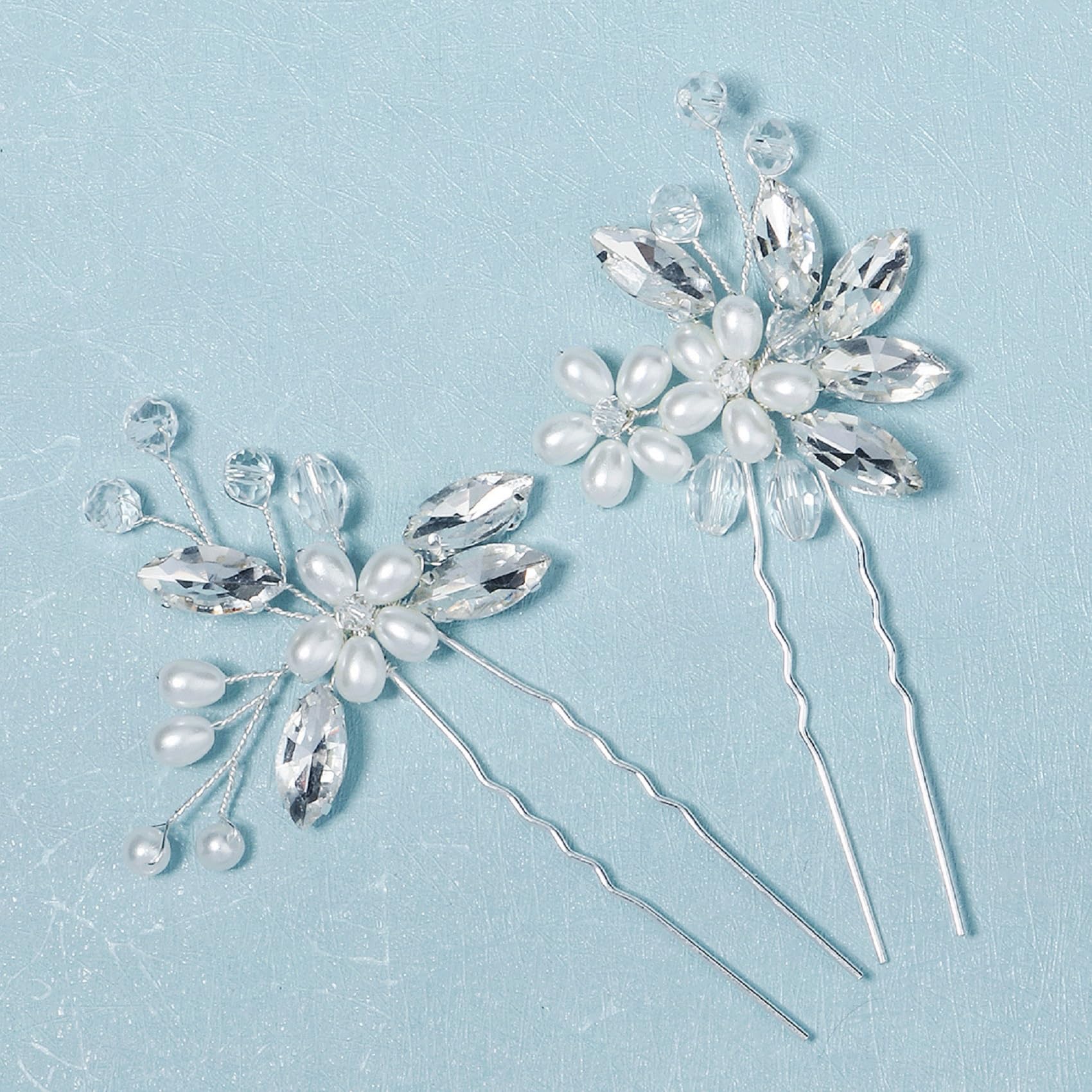 8 forcine per capelli da sposa, argentate, con strass, accessori per capelli per spose, damigelle d'onore, donne e ragazze