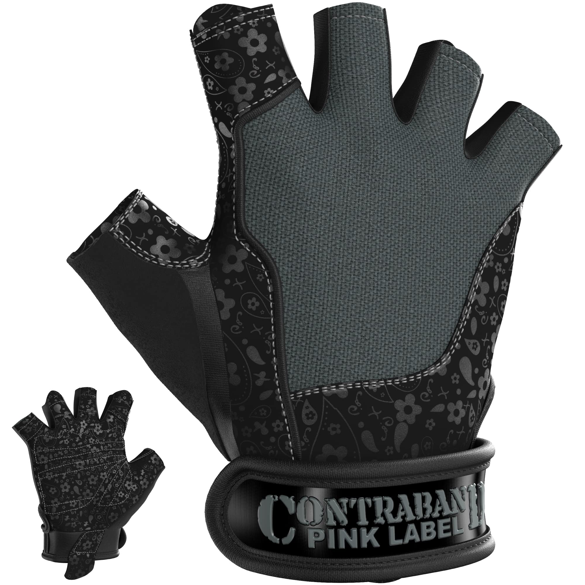 Contraband Pink Label 5127 Womens Vegan Weight Lifting Gloves w/Synthetic Microfiber Amara Leather (Pair) - Machine Washable Fingerless Workout Gloves Designed for Women (Gray, Small)