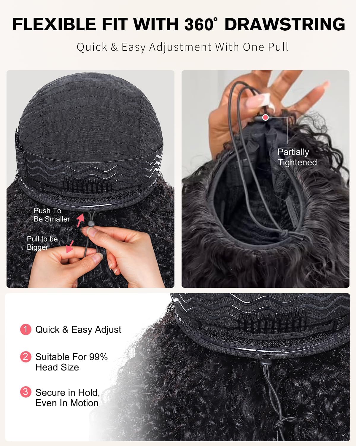 Half Wig Human Hair 200 Densité Kinky Curly 3 In 1 Seamless Flip Over Perruque Femme Naturelle 18 Inch Brésilien Glueless Wigs Human Hair with Drawstring Beginner Friendly Headband Wig for Women