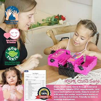 Makeup Kit for Girls Kids - 52 Pieces Safe Washable Kids Makeup Kit Real Girls Makeup Kit Makeup Kit for Toddlers with Cosmetic Case for 4-12 Years Old Girls Princess Toys Birthday Gift