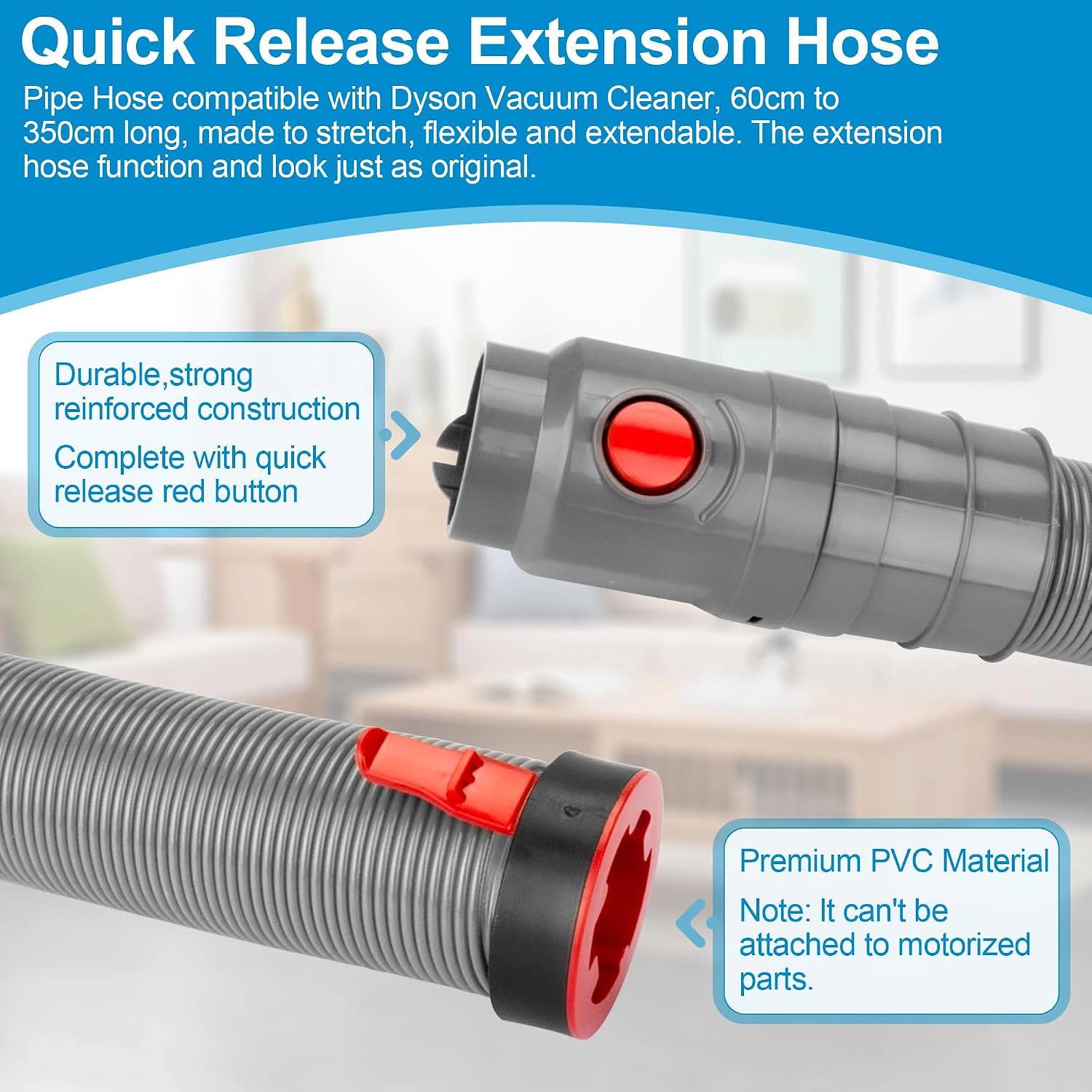 Vacuum Hose Assembly Compatible with Dyson, Stretch Hose Attachment for Dyson DC40 DC41 DC65 DC66 UP13 UP14 UP19 UP20 UP30 Models Upright Vacuum Cleaner, Replace Part No. 920765-03, 920765-04