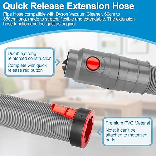 Miniatura 2 de Conjunto de manguera de aspiradora compatible con modelos Dyson DC40, DC41, DC55, DC65, DC66, DC75 UP13 UP14 UP20 (23.6 in a 137.8 in de largo,