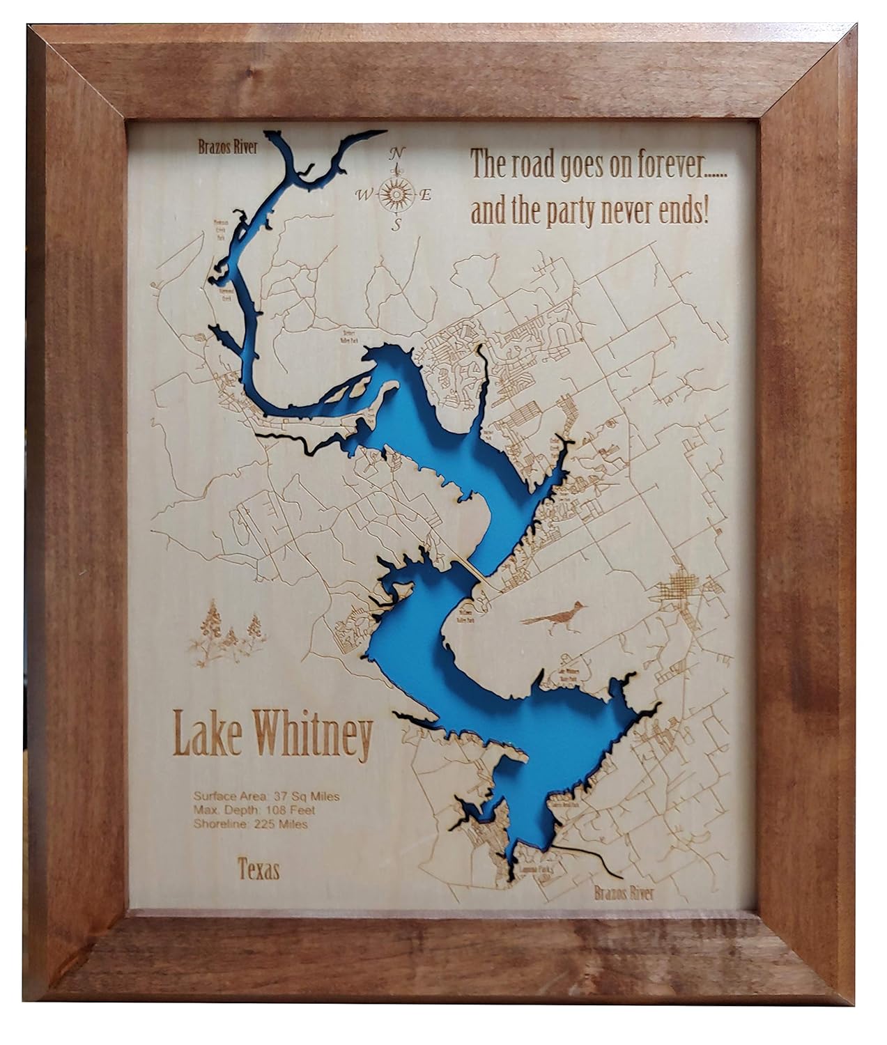Lake Whitney Topo Map Amazon.com: Lake Whitney, Texas: Framed Wood Map Wall Hanging : Handmade  Products