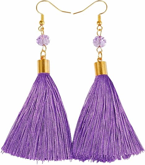 TUMBEELLUWA Tassel Dangle Earrings Bead Fringe Thread Drop Earring Handmade Jewelry for Women Purple: Buy Online at Best Price in UAE