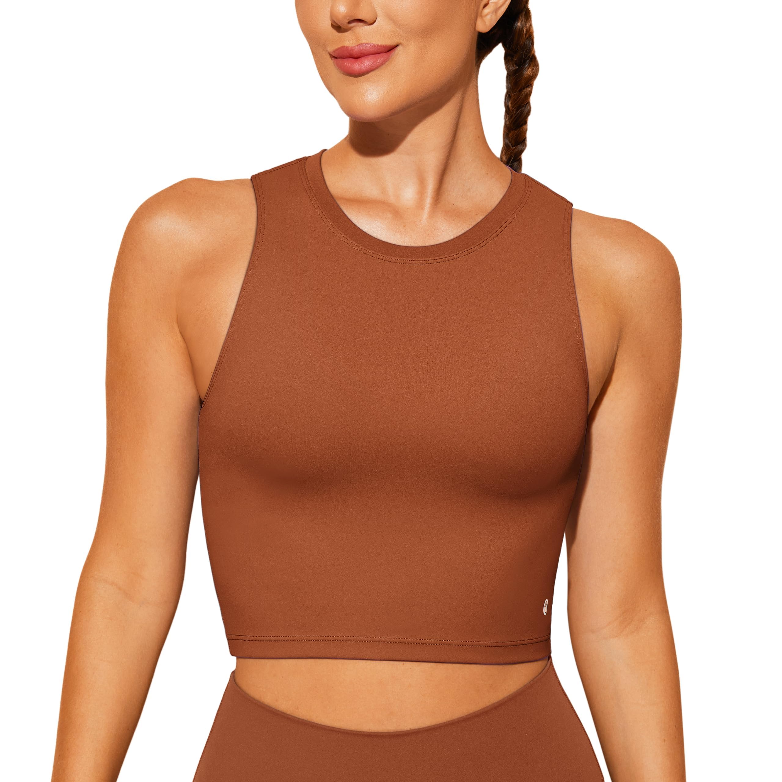 BAYDI Nudi Sport BH Damen ohne Buegel Bustier Abnehmbare Gepolsterte Crop-Tops Hochgeschlossenes Tanktop Yoga Fitness Soft Bra