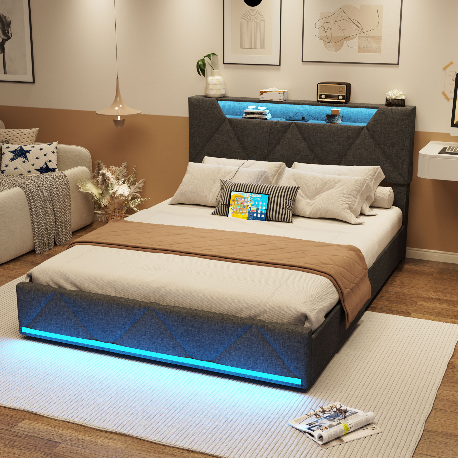 Amazon.com: Vabches Full Size Bed Frame with Storage