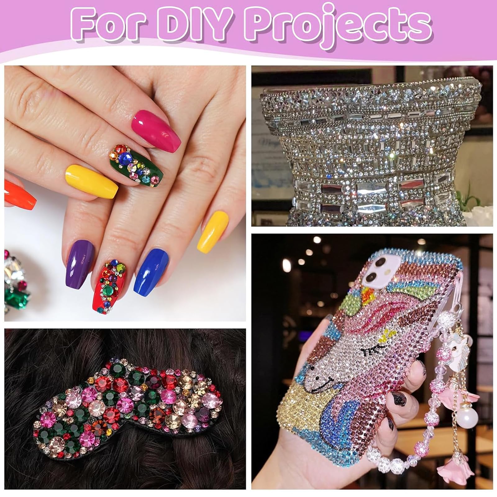 Strass in resina per Bedazzling - 24 colori, 3 mm, 10000 gemme con retro piatto, kit con pinzette e penna per raccogliere vestiti, scarpe, libri per unghie, Diamond Art