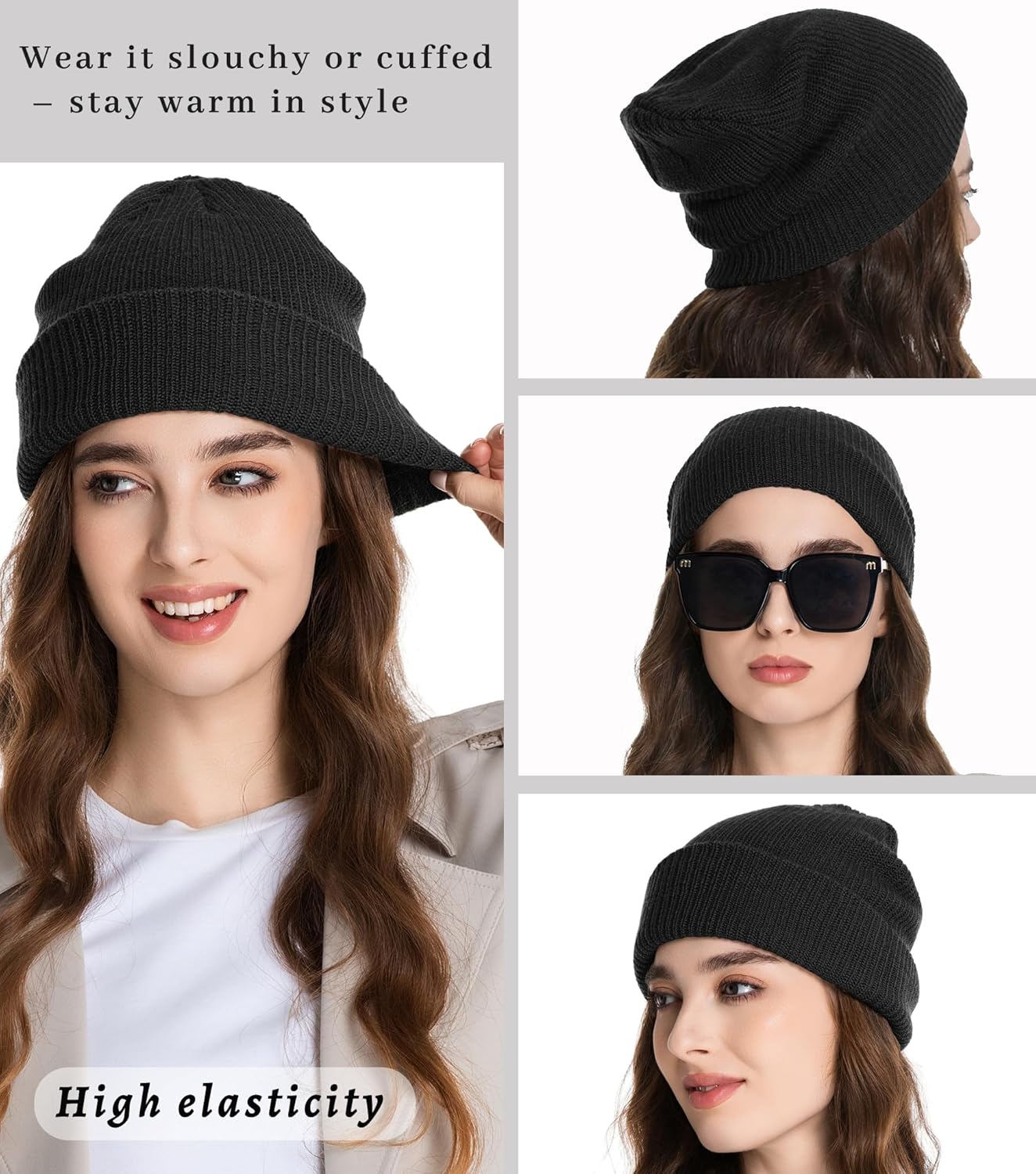 100% Merino Wool Beanie Hat for Women Men, Cuffed Knit Warm Winter Hats,Slouchy Beanies Fisherman Skull Cap Watch Caps