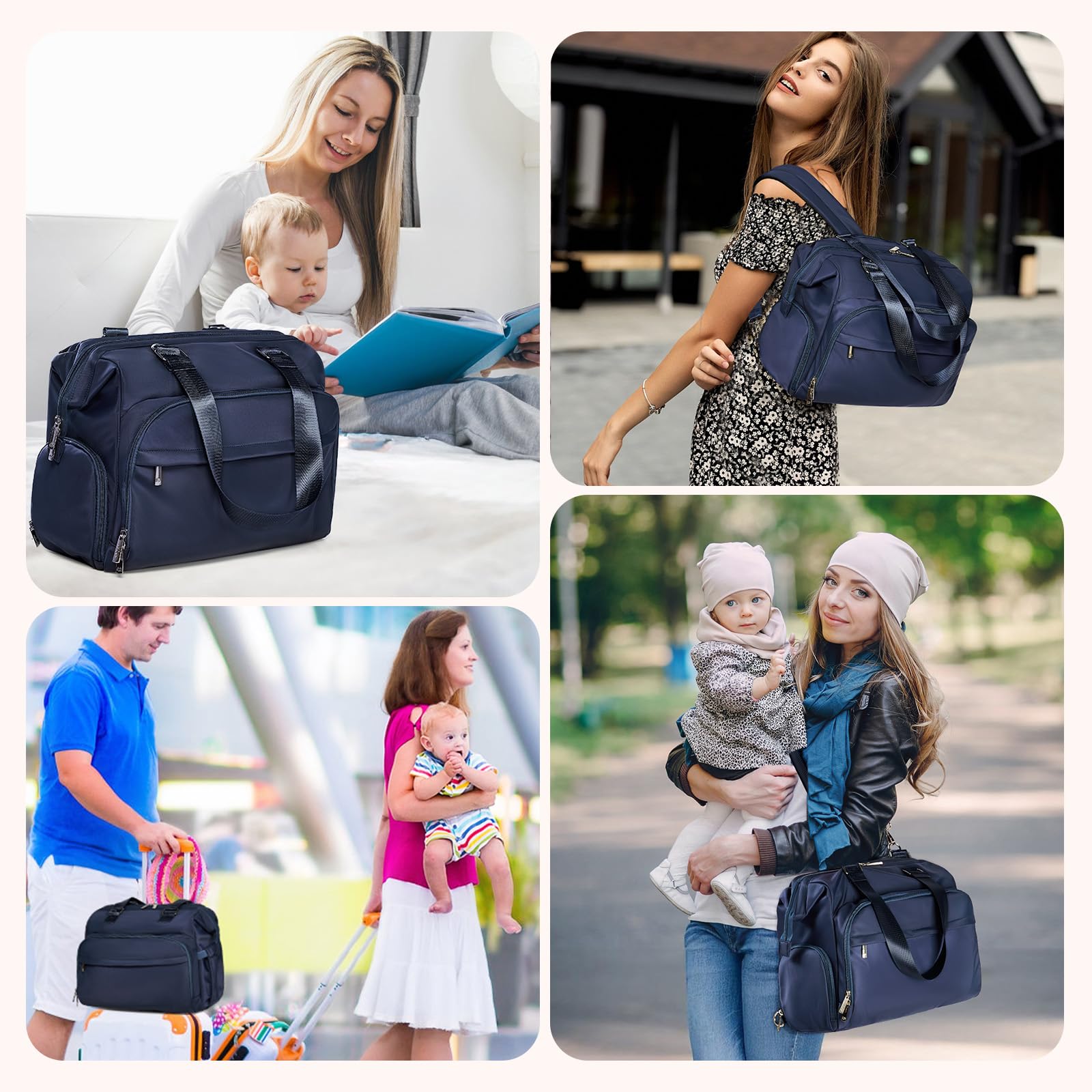 Fexkean Borsa fasciatoio con per fasciatoio,Borsa a tracolla multifunzione impermeabile pannolini da viaggio per mamma e papà,Tracolla Regolabile Zaino Cambio