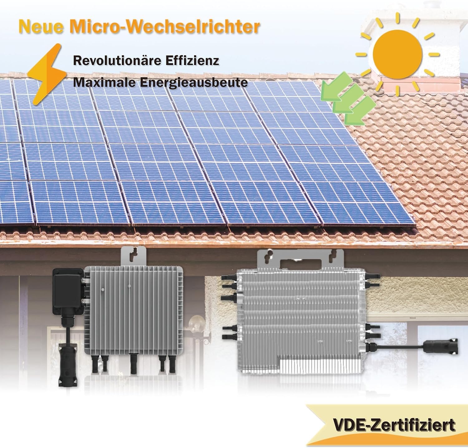 Deye SUN-M200G4-EU-Q0 - Micro inverter da 2000 W, 4 MPPT WiFi, IP67, conforme alla norma VDE, nuova generazione con Relè Solar PV con cavo Schuko da 5 metri per impianti da balcone