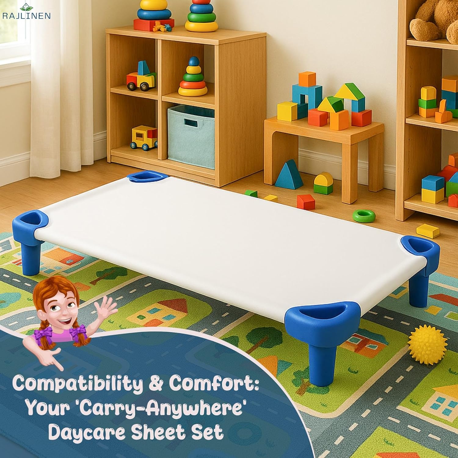 Daycare Cot Sheets for Toddlers and Preschool, Standard Size (23" X 40") 12-Pack Bulk, 100% Microfiber, Soft & Breathable Cot Sheets with Corner Elastic Loops, for Kids’ Nap Time (White)