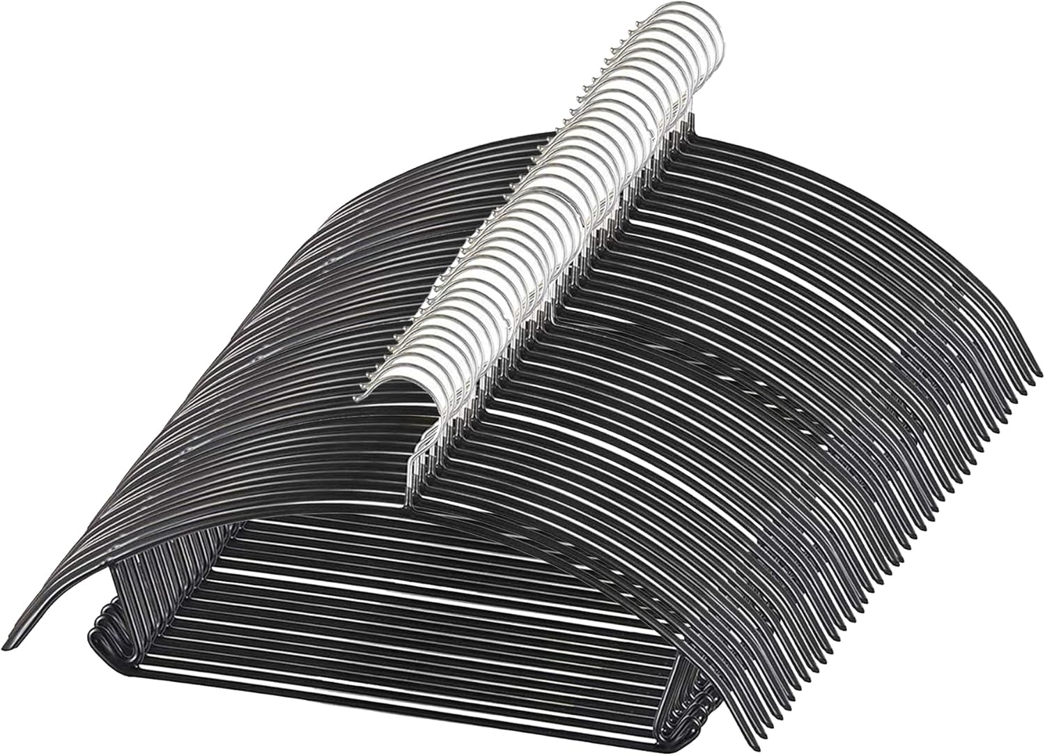 Premium PVC Coating Metal Hangers 40 Pack, Heavyduty, Non Slip Slimline, Suit Jacket T Shirt Hangers, Gold Hooks, Space Saving Clothes Hanger (Black)