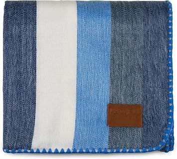 QISU Alpaca Wool Blanket Throw | Large, Beautiful, Warm, Stripe | 85 x 65 inches | Ultra-Soft, Hypoallergenic and Breathable | Non-Itchy or Scratchy Fabric Blue White Stripe, Queen