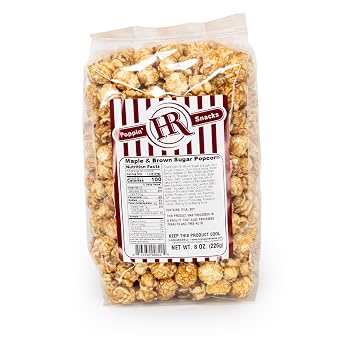 Maple & Brown Sugar Popcorn | 8 oz. | Popped Popcorn | HR Poppin Snacks | Made in Gibbon, Nebraska