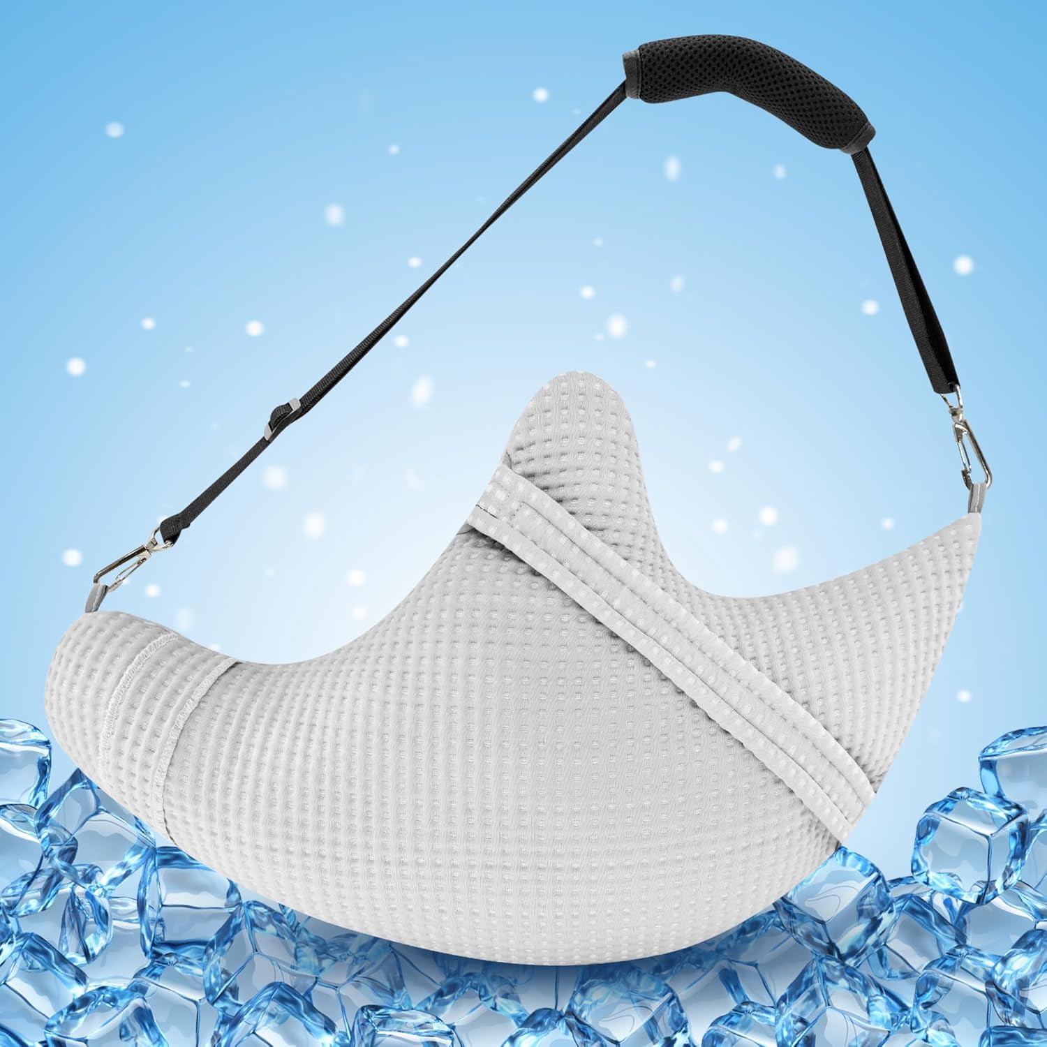 Shoulder Surgery Pillow with Cooling Waffle Fabric, Post Rotator Cuff Support Cushion for Sleeping or Sitting, Ergonomic Side Sleeper Arm Elevation, Adjustable Straps, Machine Washable Cover