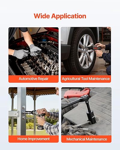 Vista 13 de VEVOR Juego de llaves de impacto, 19 piezas x 1/2 pulgadas métricas de 3/8-1-1/2 pulgadas, 6 puntos de zócalo profundo de 6 puntos, construcción